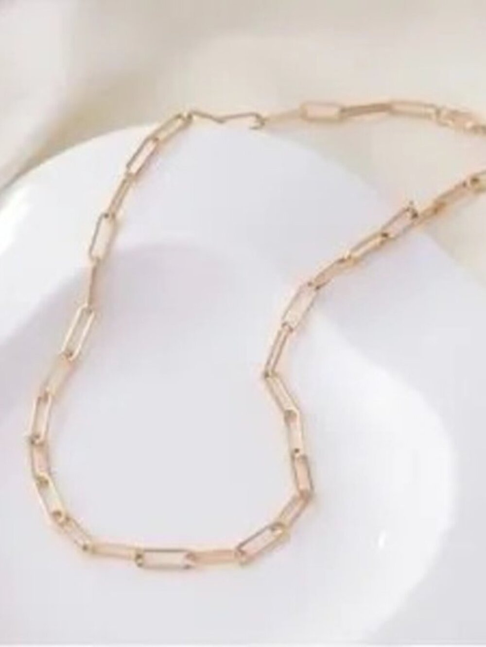 14k Gold Plated Paperclip Chain Necklace - Picture 3 of 3